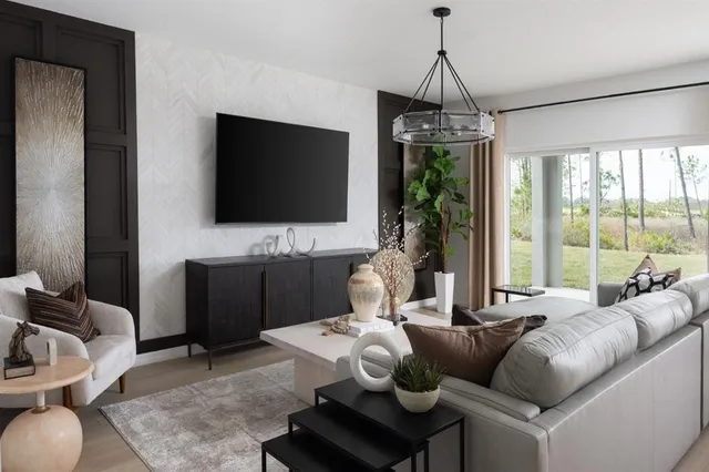 a living room with furniture and a flat screen tv