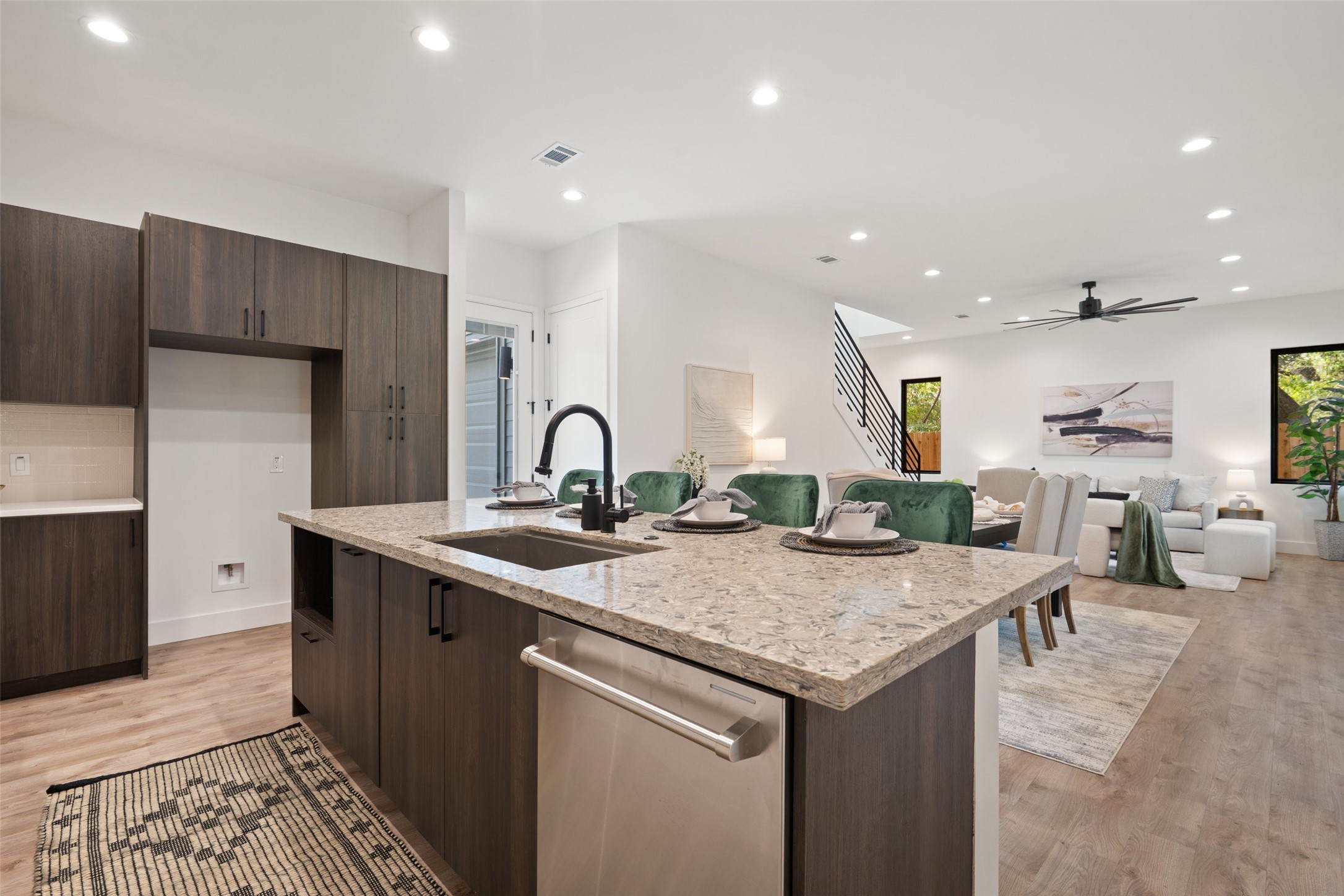 4407 Merle Drive, Unit A Austin, TX 78745 - Photo 12 of 37 a kitchen with sink and view of living room