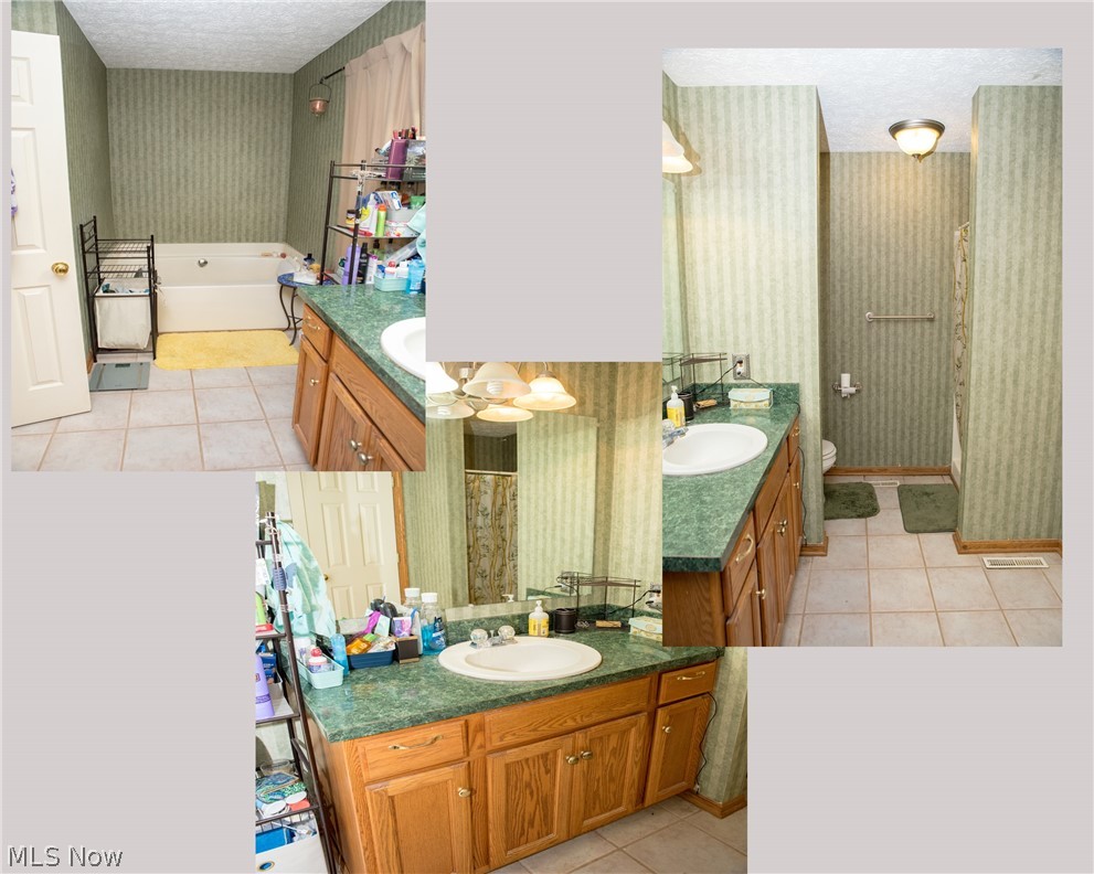 3810 Dawley Road Ravenna, OH 44266 - Photo 12 of 35 2nd Floor - Collage of Owners' En-suite Bath with Soaking Tub, Vanity, Standing Shower & Toilet