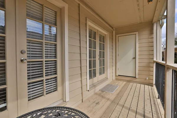 a view of wooden balcony