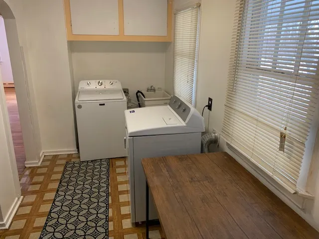 a utility room with a washer and dryer
