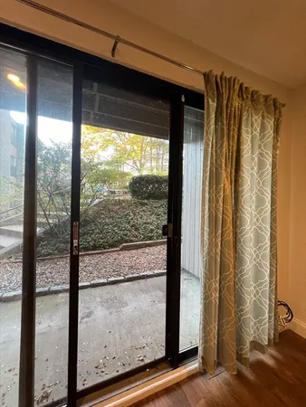 a view of a glass door