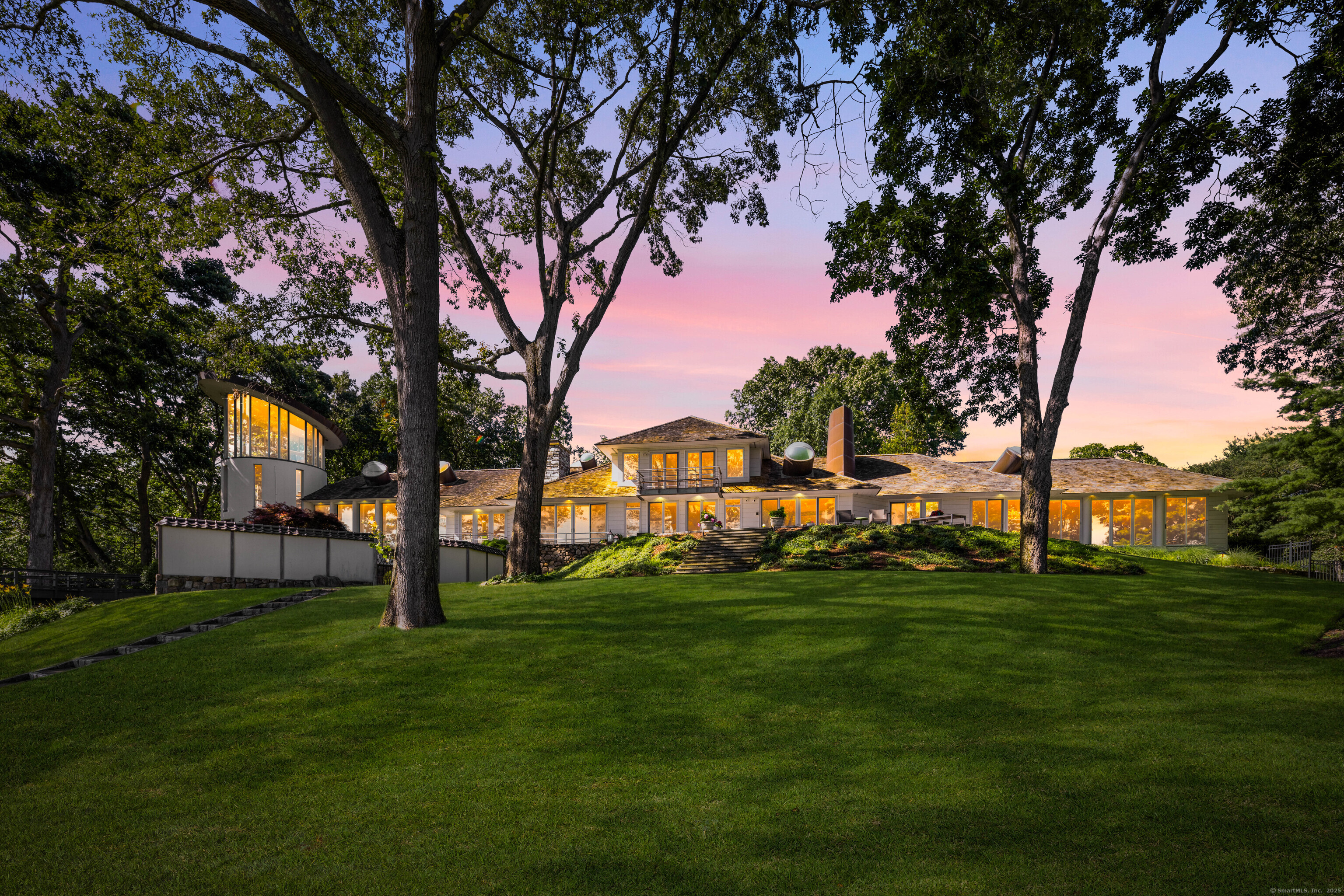 a view of a park with tree s