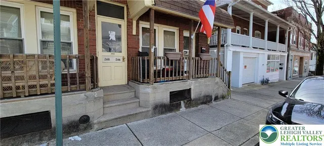 a front view of a building with glass door