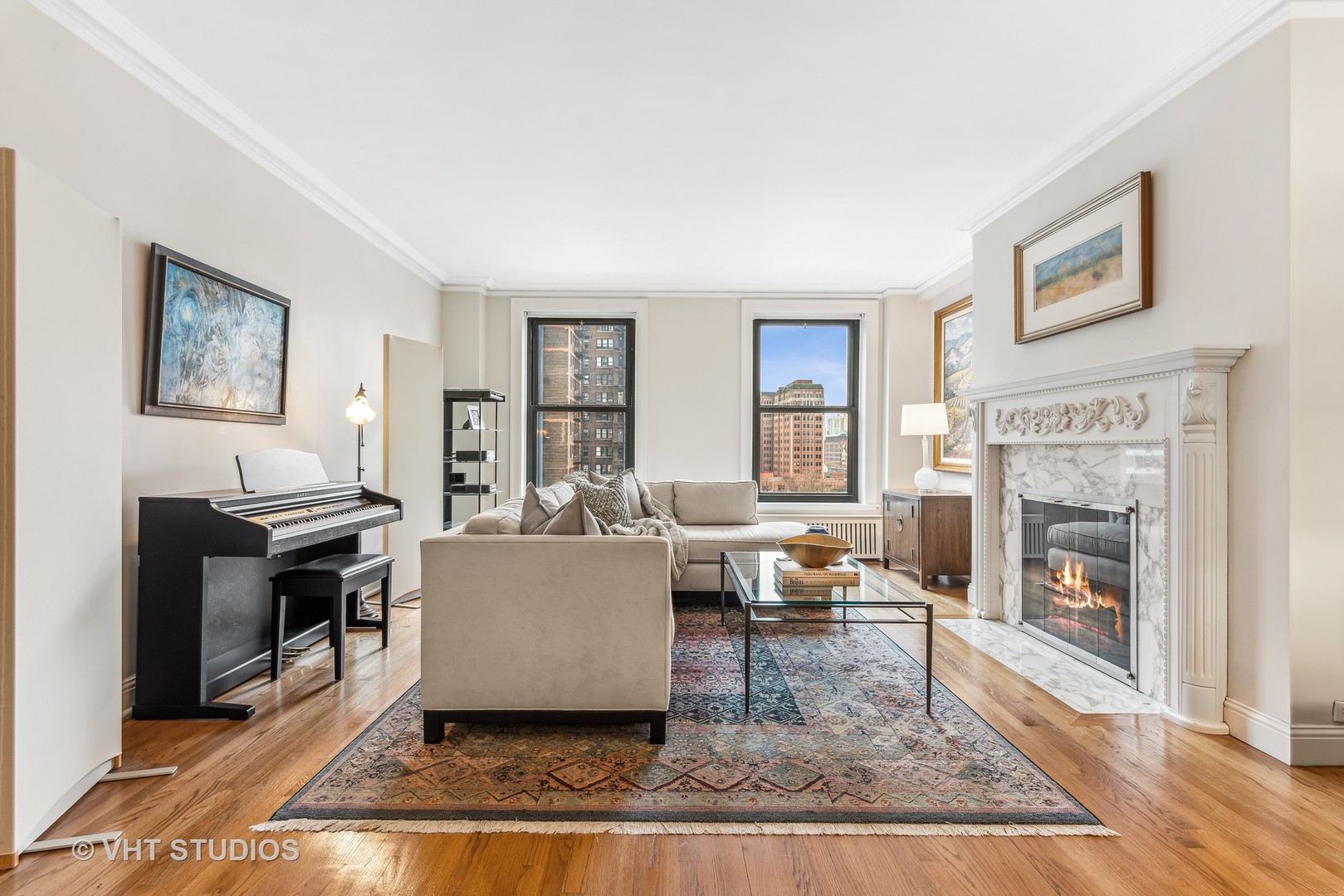3100 North Sheridan Road, Unit 8B Chicago, IL 60657 - Photo 7 of 28 a living room with furniture and a fireplace