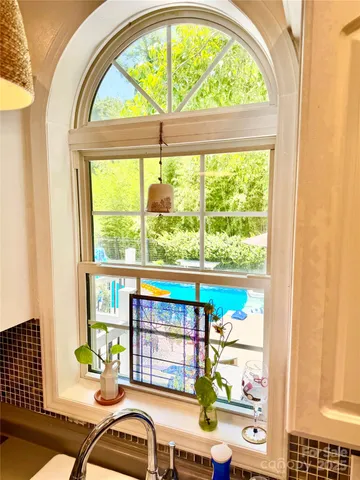 an outdoor view from a dining room