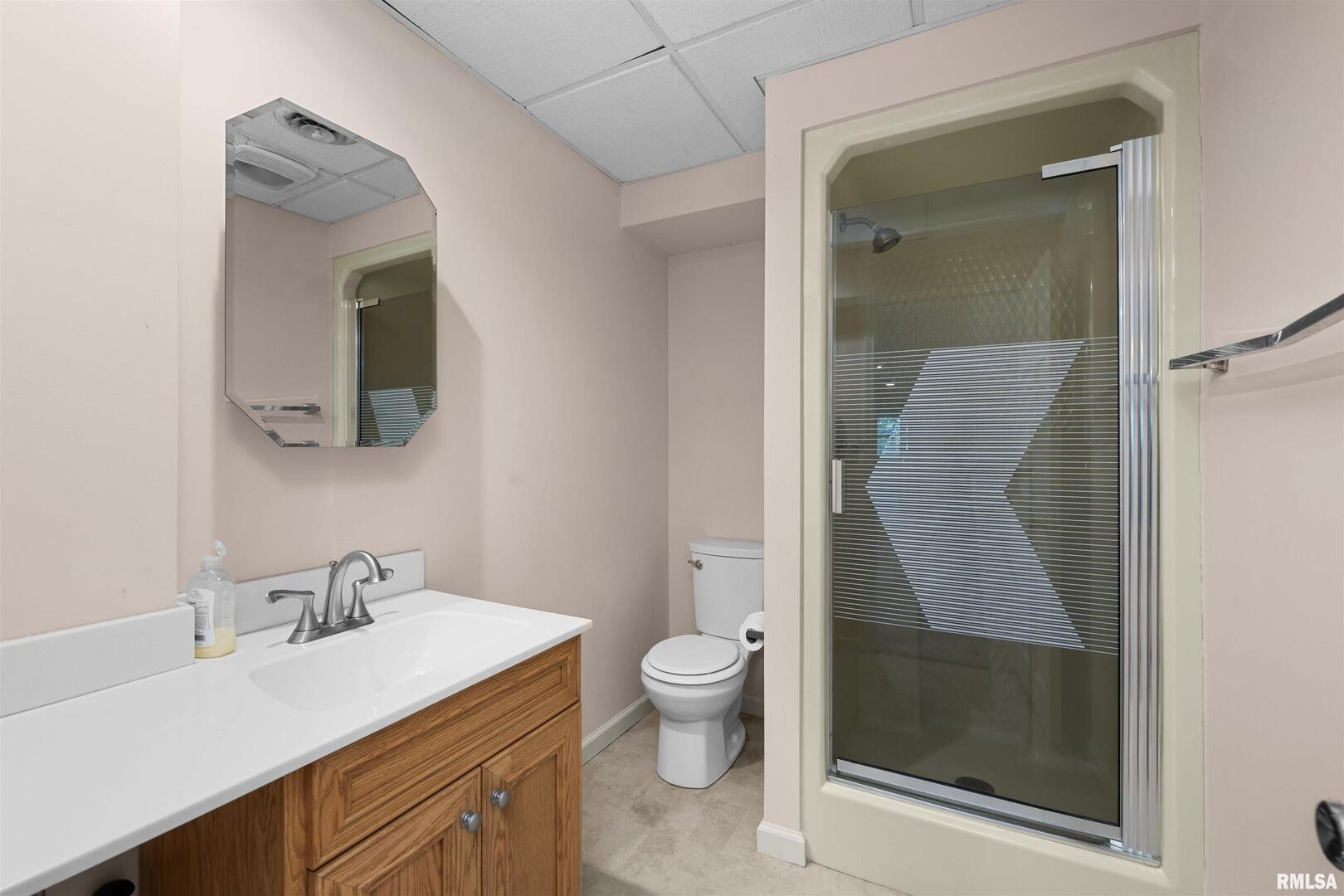 5 White Oak Court Moline, IL 61265 - Photo 51 of 57 a bathroom with a sink a toilet and shower