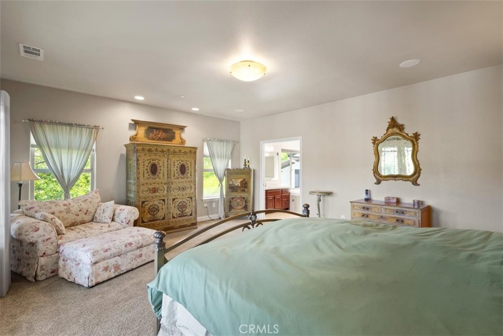 3217 Shallow Springs Terrace Chico, CA 95928 - Photo 27 of 55 a spacious bedroom with a bed a chandelier and large windows