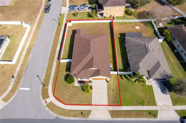 an aerial view of a house
