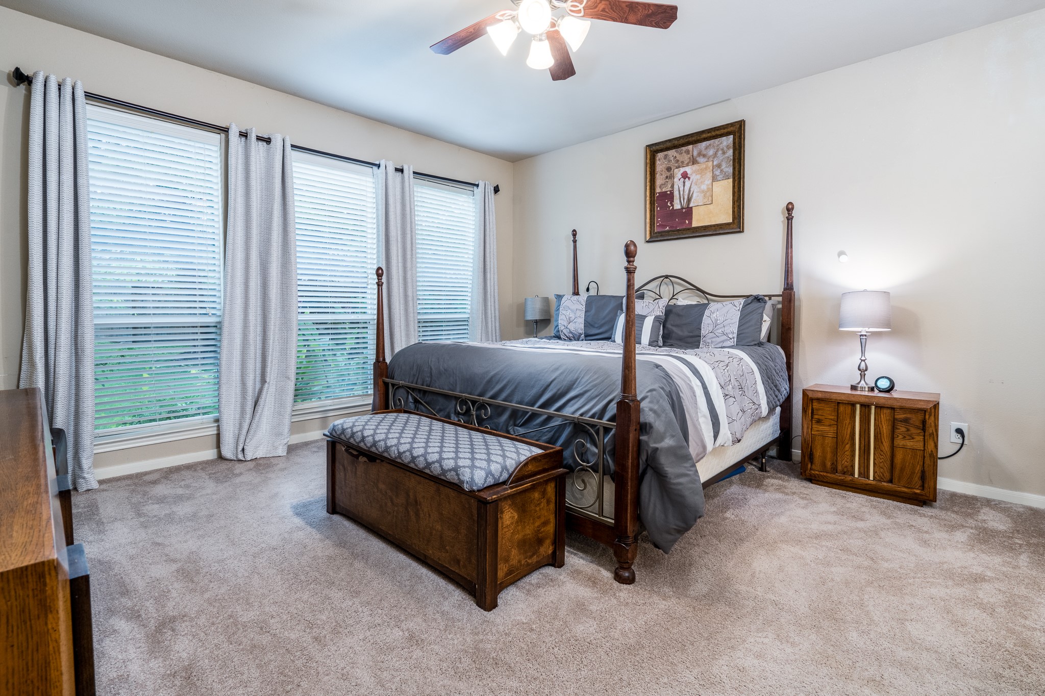 907 Colorado Springs Court Spring, TX 77373 - Photo 13 of 34 The primary bedroom is a great size with large windows overlooking the backyard.