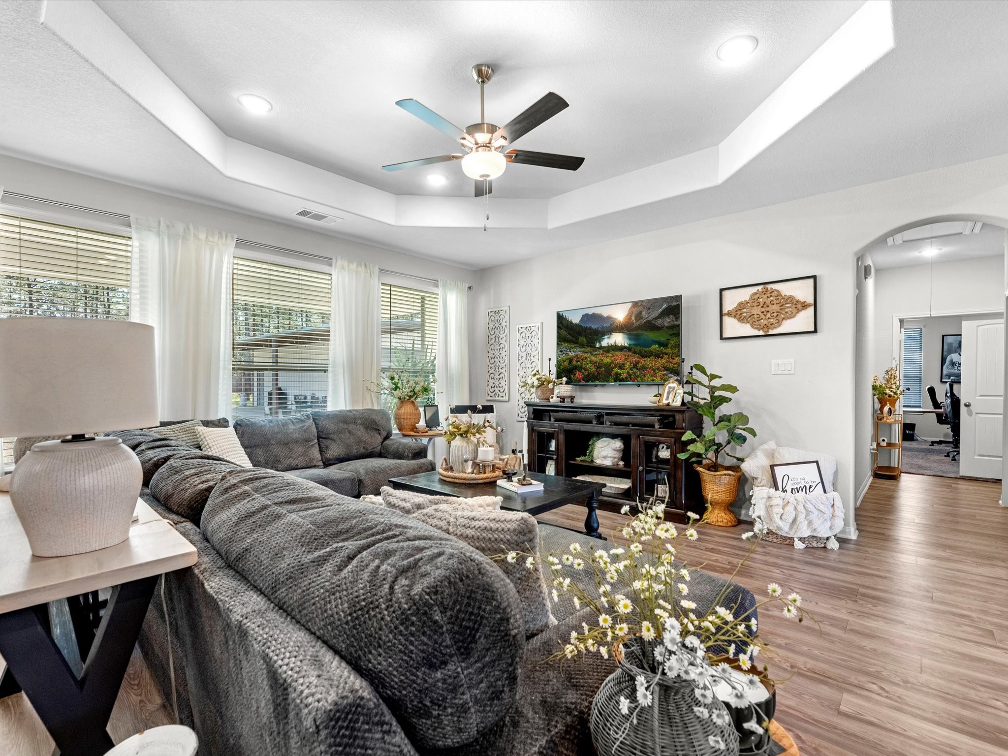 9746 Guadalupe Street Conroe, TX 77303 - Photo 11 of 42 Tray ceilings and vinyl flooring