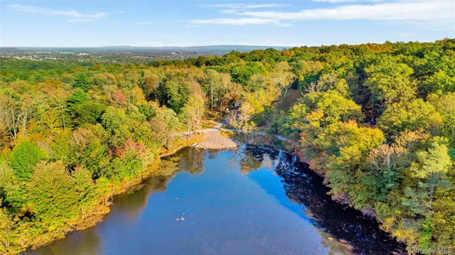 a view of a lake with houses