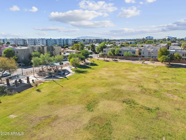 a view of a lake with a city
