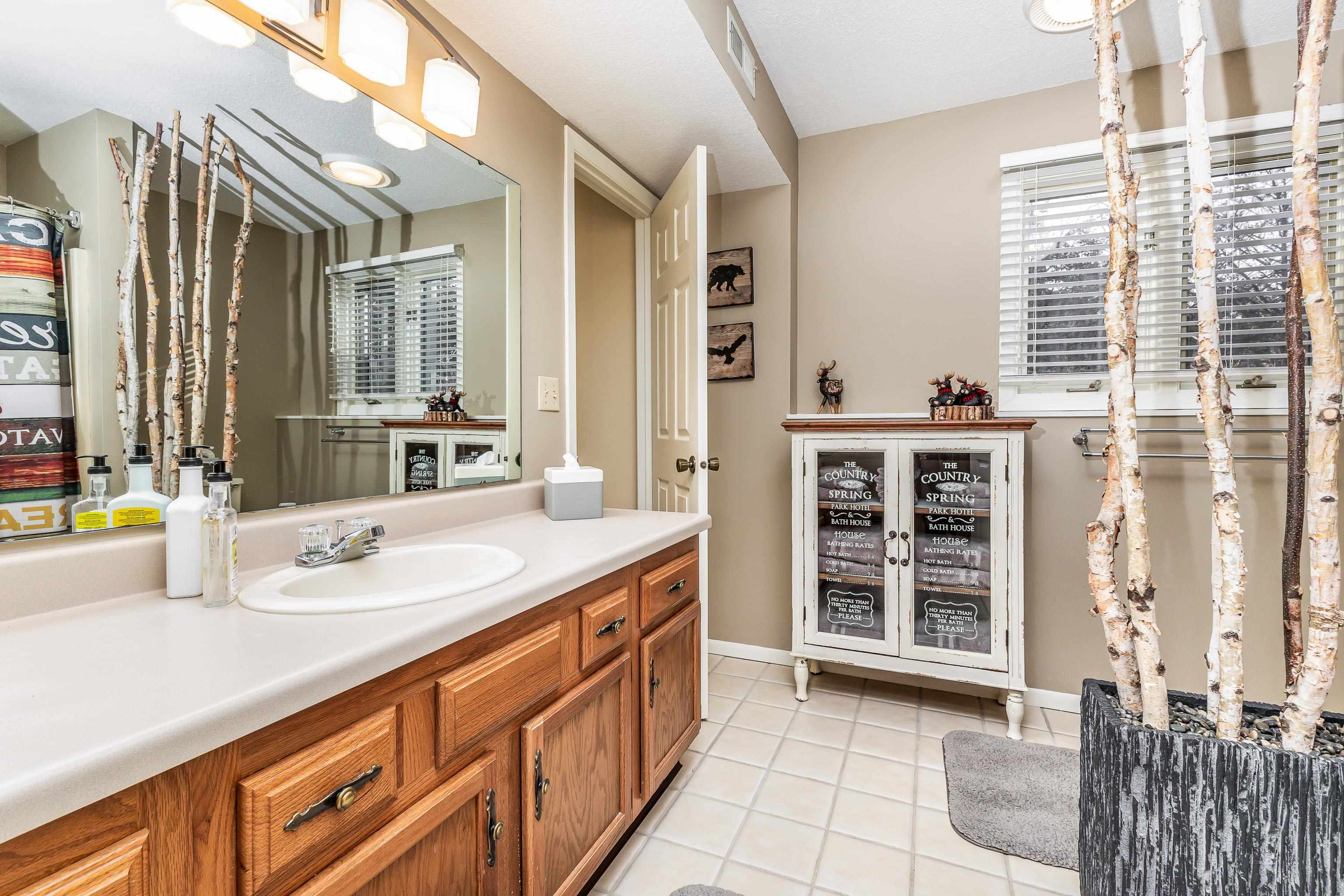 4 Timberline Drive Galena, IL 61036 - Photo 16 of 32 a bathroom with a granite countertop sink and a window