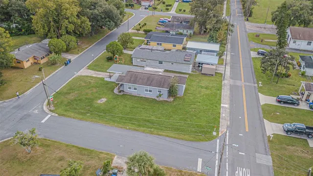 an aerial view of a house having outdoor space