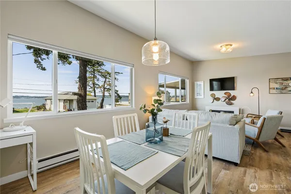a view of a balcony with ocean view