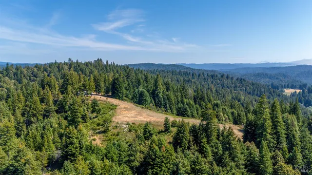 a view of a lush green outdoor space with a lake view and mountain view