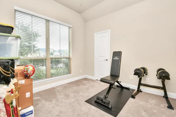 a room with gym equipment