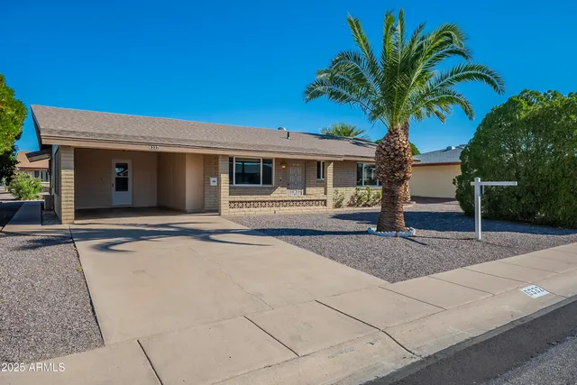 a house with palm tree in front of it