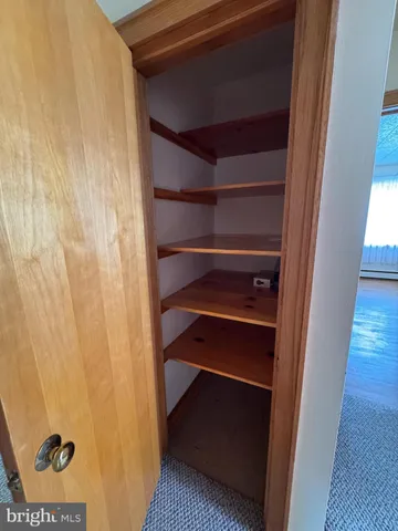 a view of walk in closet with empty racks