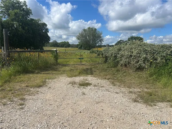 a view of a yard with an trees