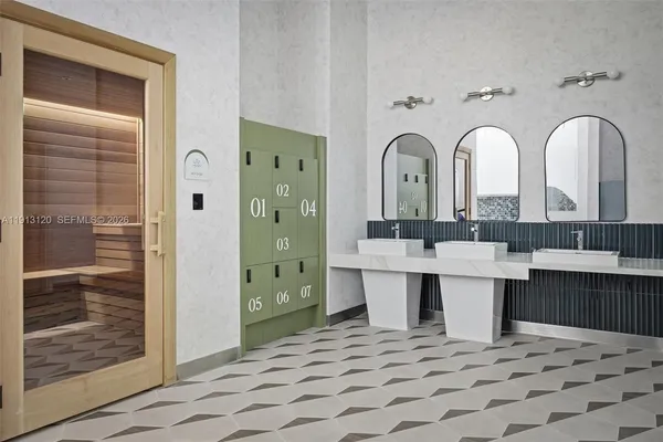a bathroom with a shower