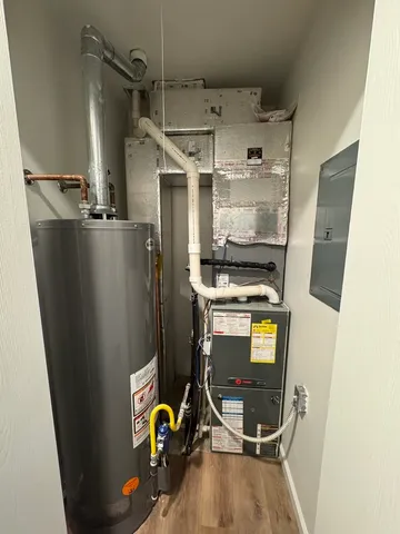 a utility room with dryer and washer