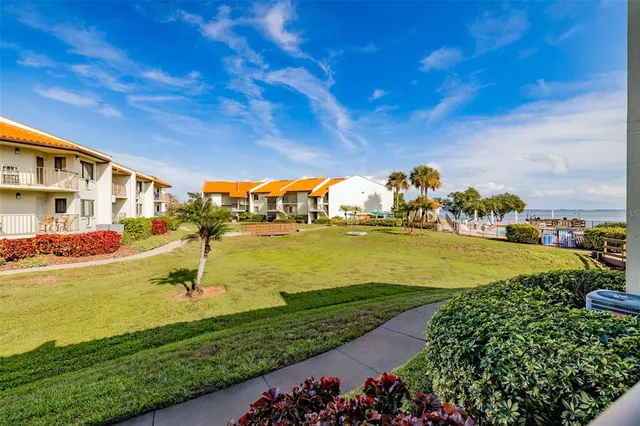 a view of a swimming pool with an outdoor space