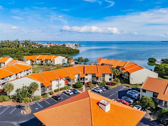an aerial view of a house with a garden view