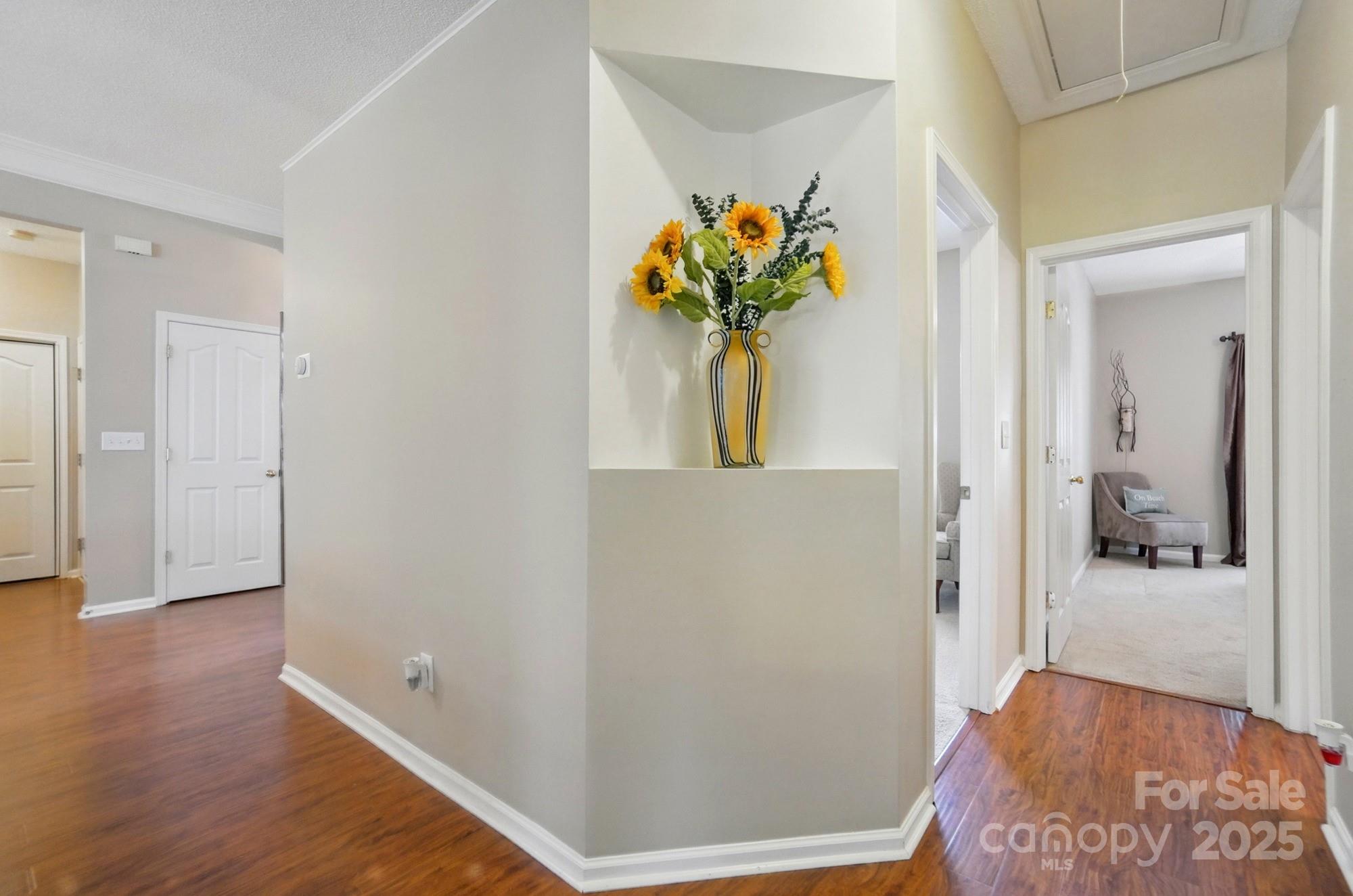 13505 Michael Lynn Road Charlotte, NC 28278 - Photo 12 of 24 a view of a hallway to a livingroom with wooden floor