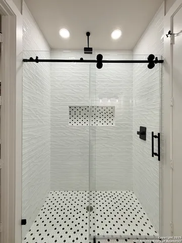 a bathroom with a shower