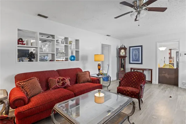 a living room with furniture