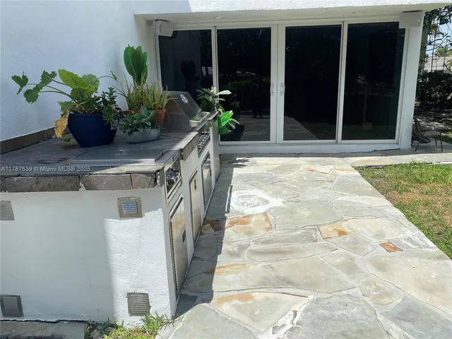 a view of a house with a potted plant
