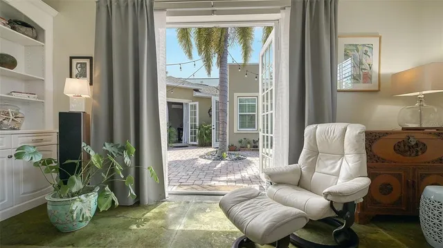 a bedroom with a bed and a walk in closet