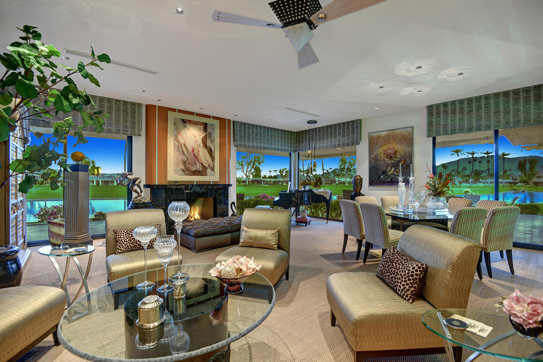 8 Rutgers Court Rancho Mirage, CA 92270 - Photo 11 of 57 a living room with fireplace furniture and a large window