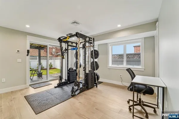 a view of a room with gym equipment