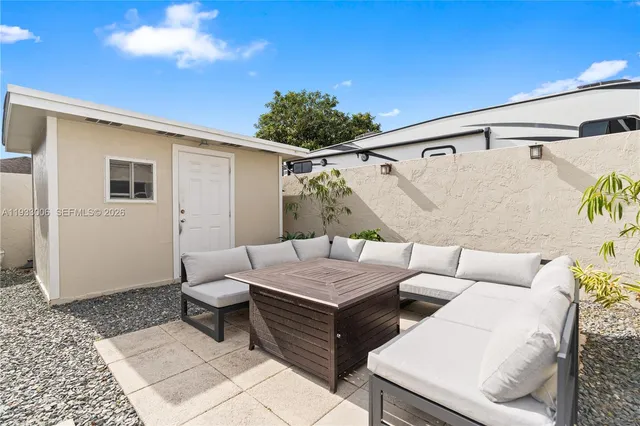 a view of an empty room with empty racks