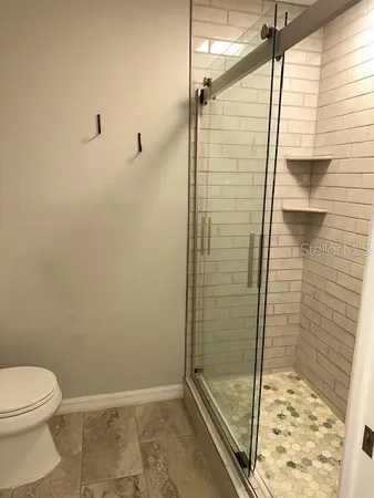 a bathroom with a shower