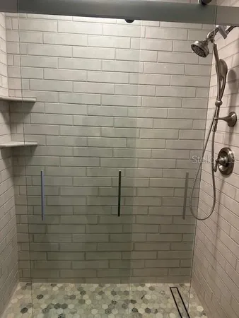 a view of a room with racks on the wall