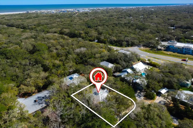 an aerial view of swimming pool and mountain view