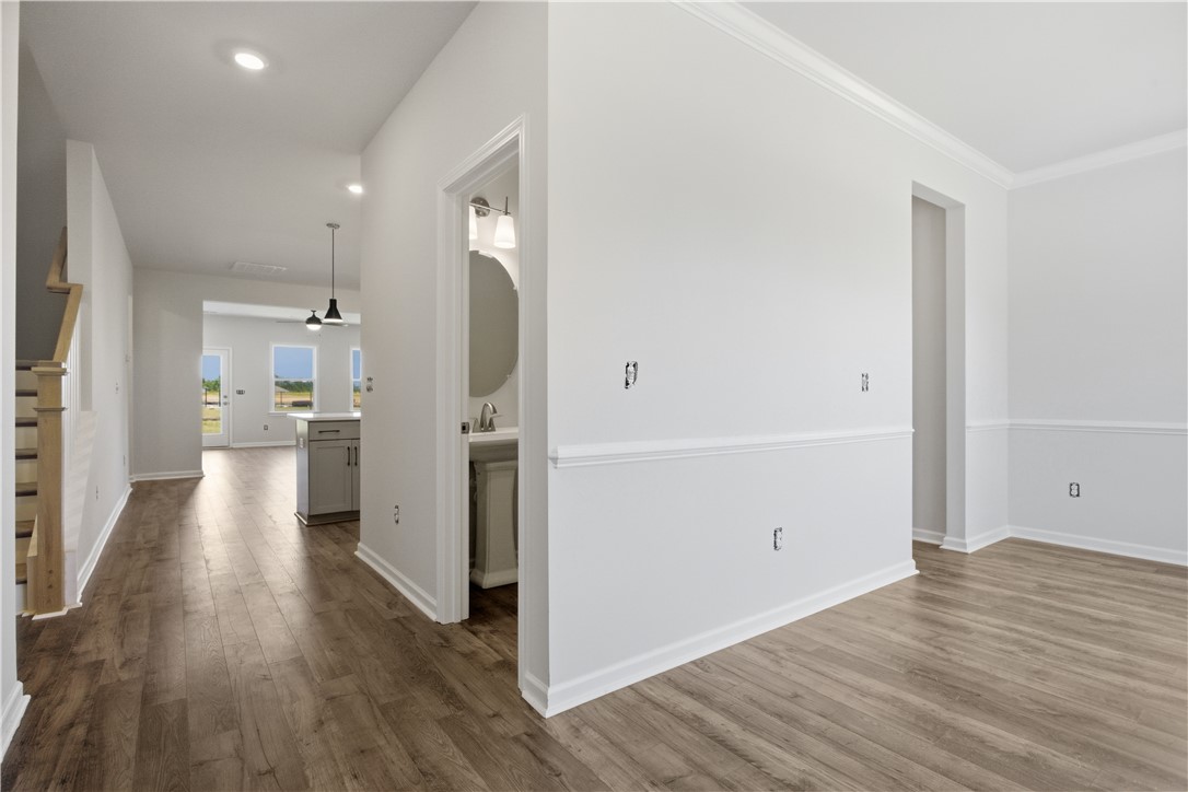 552 Hydrangea Street, Unit LOT 66 Seneca, SC 29678 - Photo 4 of 31 Rich hardwood floors lead to a sun-drenched kitchen and a convenient half-bath.