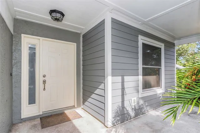 a view of wooden door