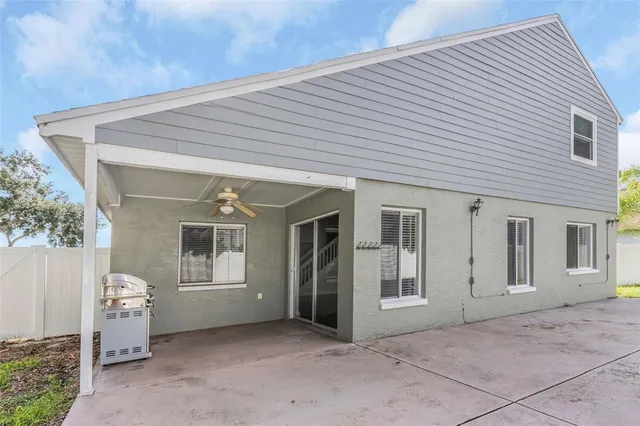 a view of backyard of house