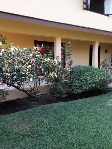 a front view of a house with plants