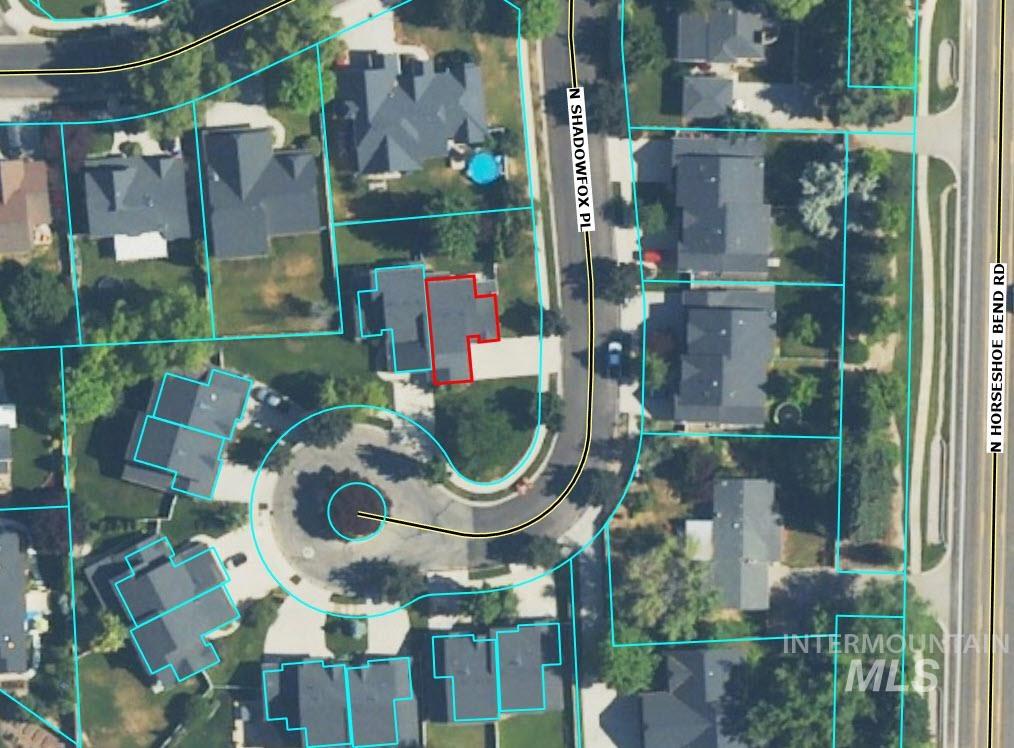 679 North Shadowfox Place Eagle, ID 83616 - Photo 28 of 28 Aerial overview of property's location with property parcel outlined
