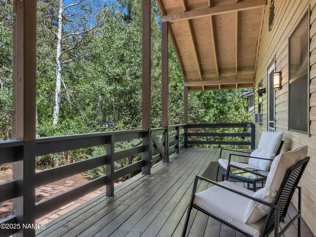 a view of a patio in a balcony