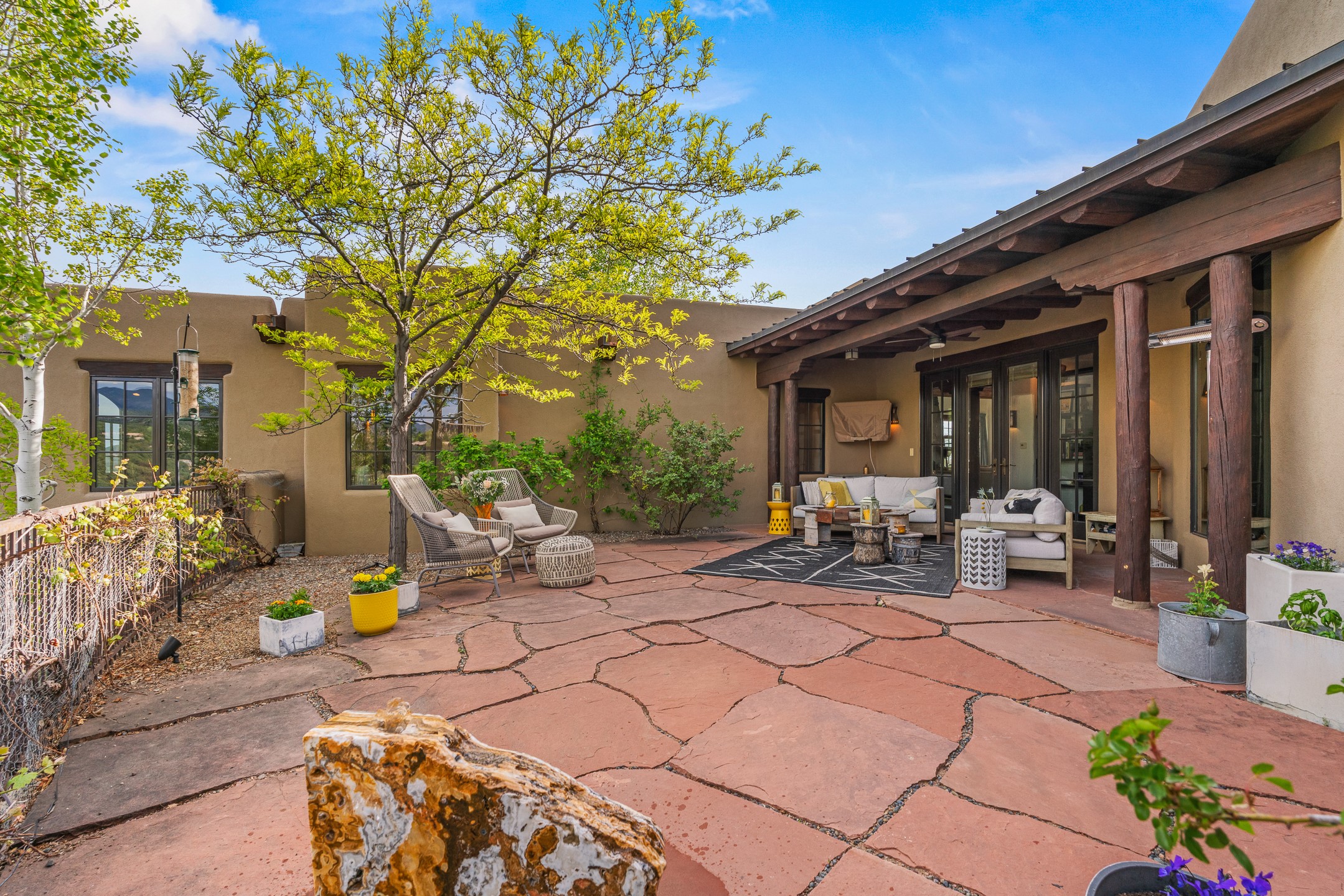 148 Barranca Road Santa Fe, NM 87501 - Photo 51 of 86 Outdoor living room adjacent to the wet bar