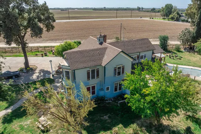 an aerial view of a house