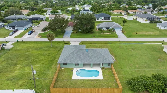 an aerial view of a house
