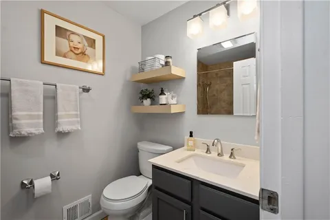 a bathroom with a bathtub